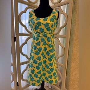 Vibrant Vintage Lilly Pulitzer Floral Midi Dress in Yellow and Blue